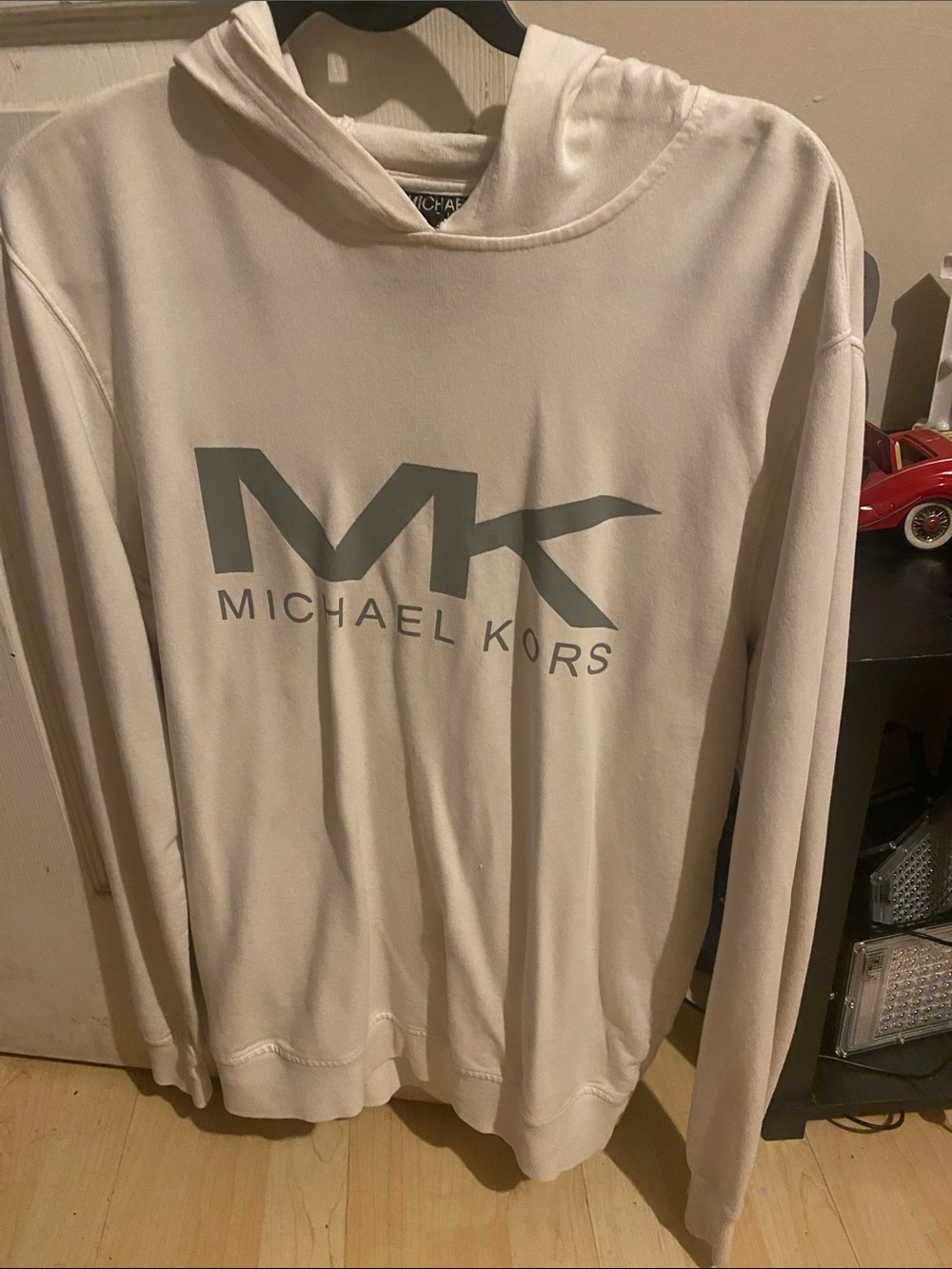 Michael Kors Cream Hoodie with Gray MK Logo Size M